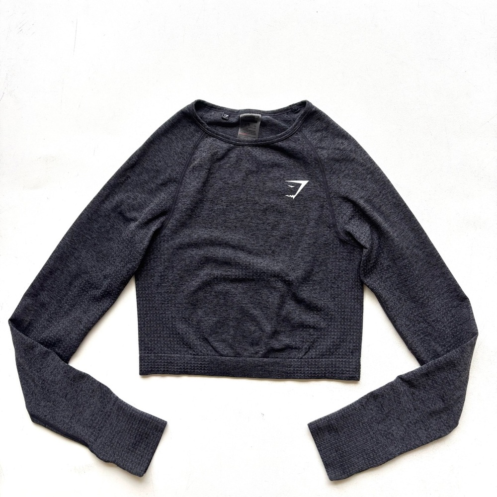 Gymshark Vital Seamless Long Sleeve Crop Charcoal Marl size small